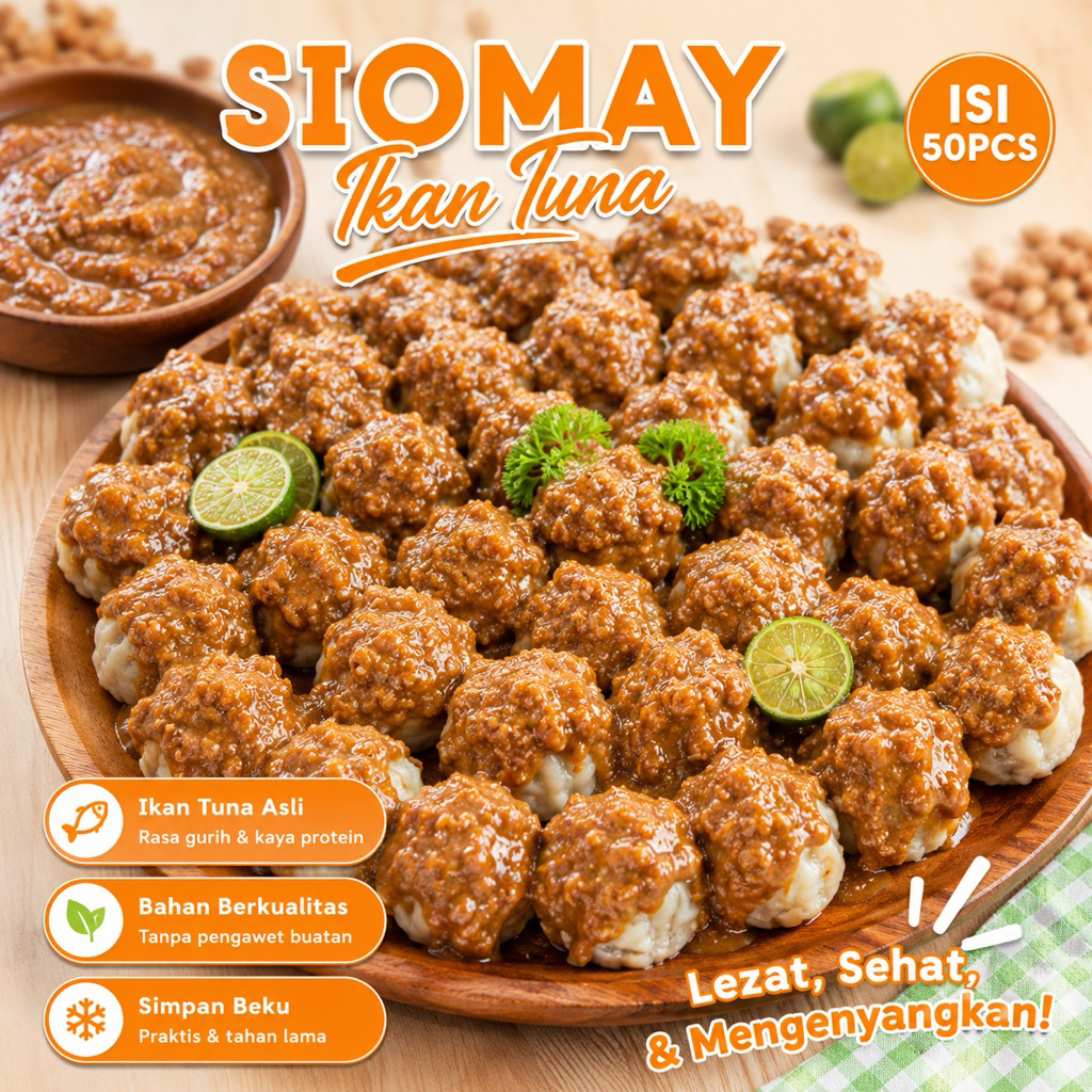 SIOMAY FROZEN FOOD IKAN TUNA | SOMAY IKAN SIOMAI IKAN VACUM FROZEN GRATIS BUMBU KACANG Siomay Frozen