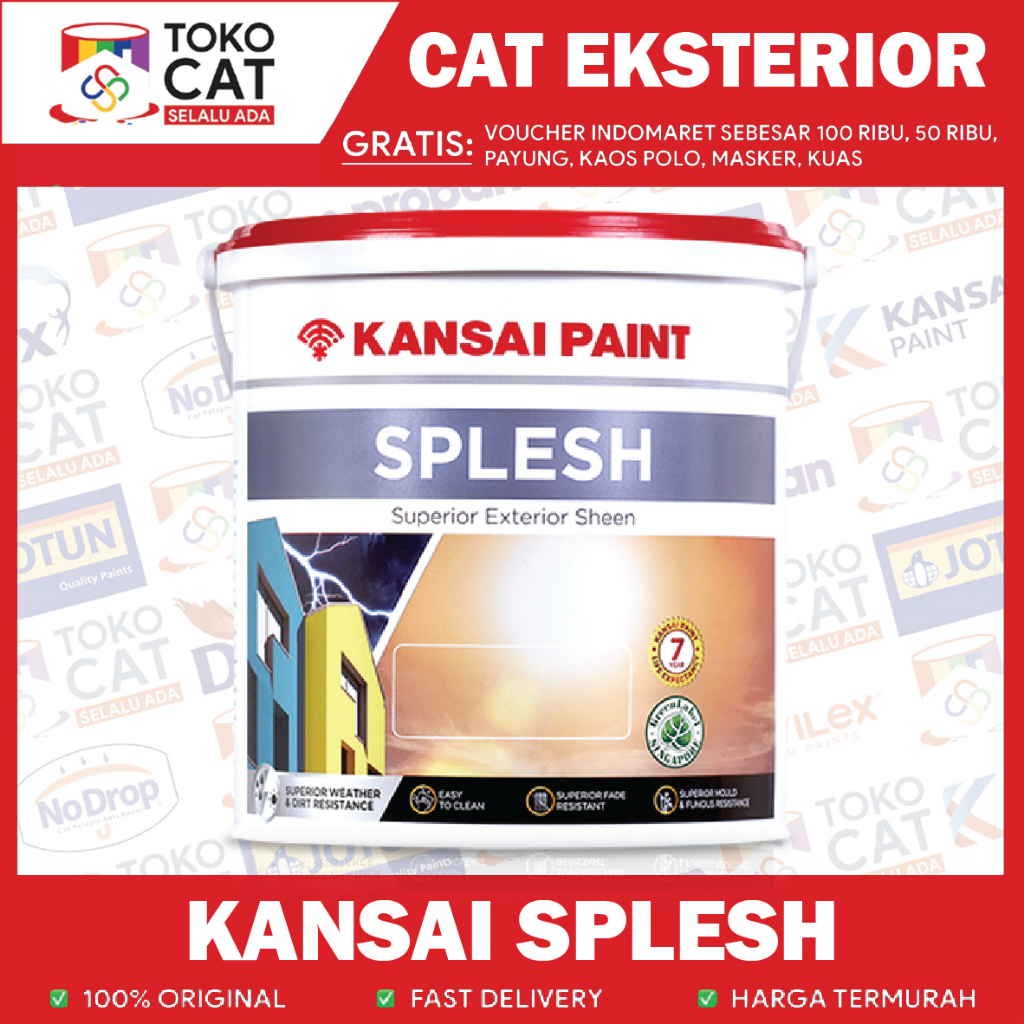 CAT TEMBOK EKSTERIOR KANSAI PAINT SPLESH (BISA REQUEST WARNA) 2.5L GLN