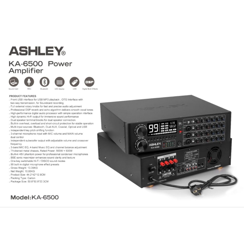 ASHLEY POWER AMPLIFIER KA6500 KA 6500 NEW