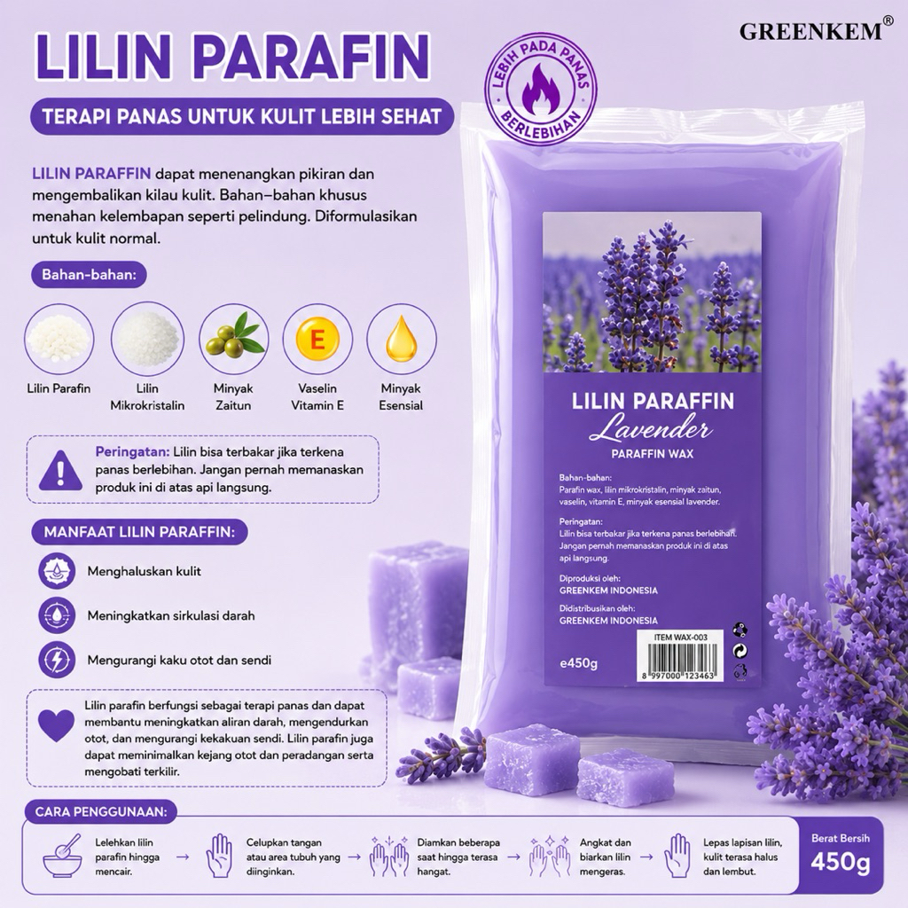 Paraffin Wax 450gr Aroma Lavender | Lilin Parafin untuk Paraffin Bath Terapi Panas Spa Tangan & Kaki