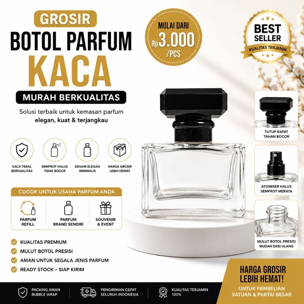 Grosir Botol Parfum Kaca Premium Murah | Botol Parfum Refill Kosong