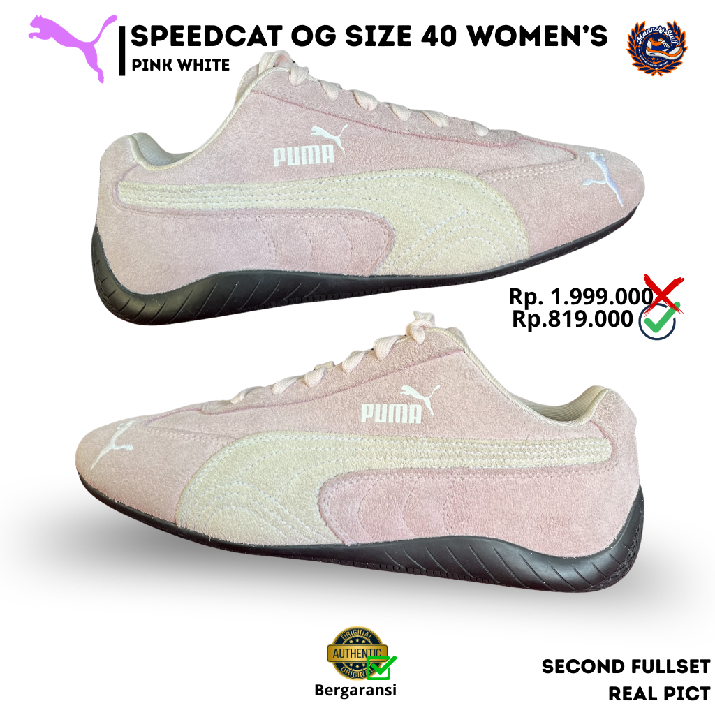 Sepatu Puma Speedcat OG Pink White Size 40 Sneakers Second Fullset