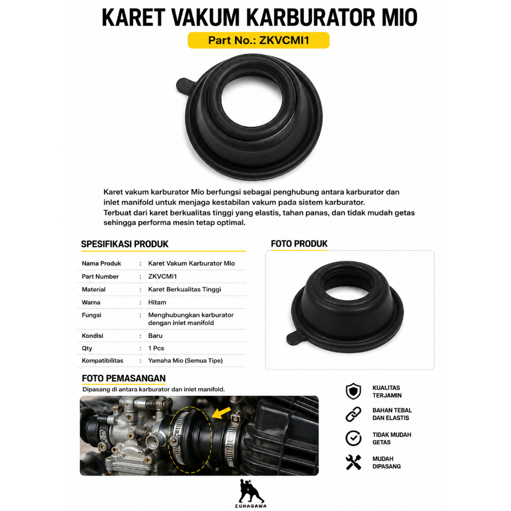 Karet Vakum Carburator Mio Zunagawa
