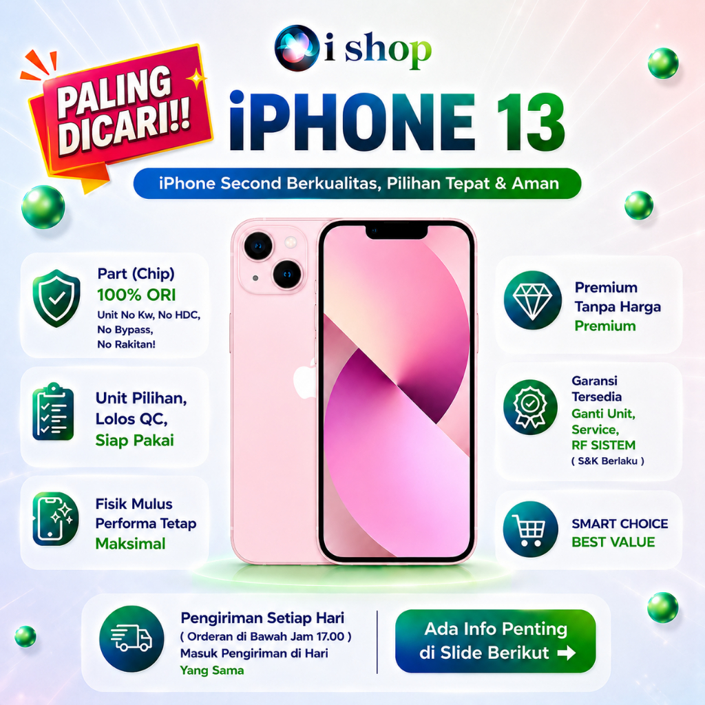 iPhone 13 128GB,256GB Second Ori Apple Ex Inter Kondisi Fisik Mulus & Normal, ALL SIM , Bekas Terjam