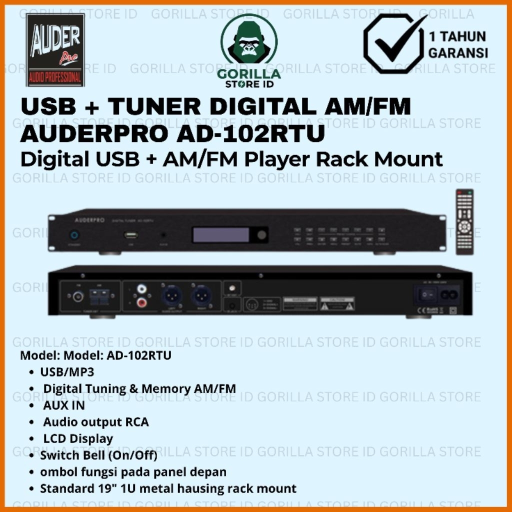 AUDERPRO AD-102RTU USB + TUNER DIGITAL AM/FM