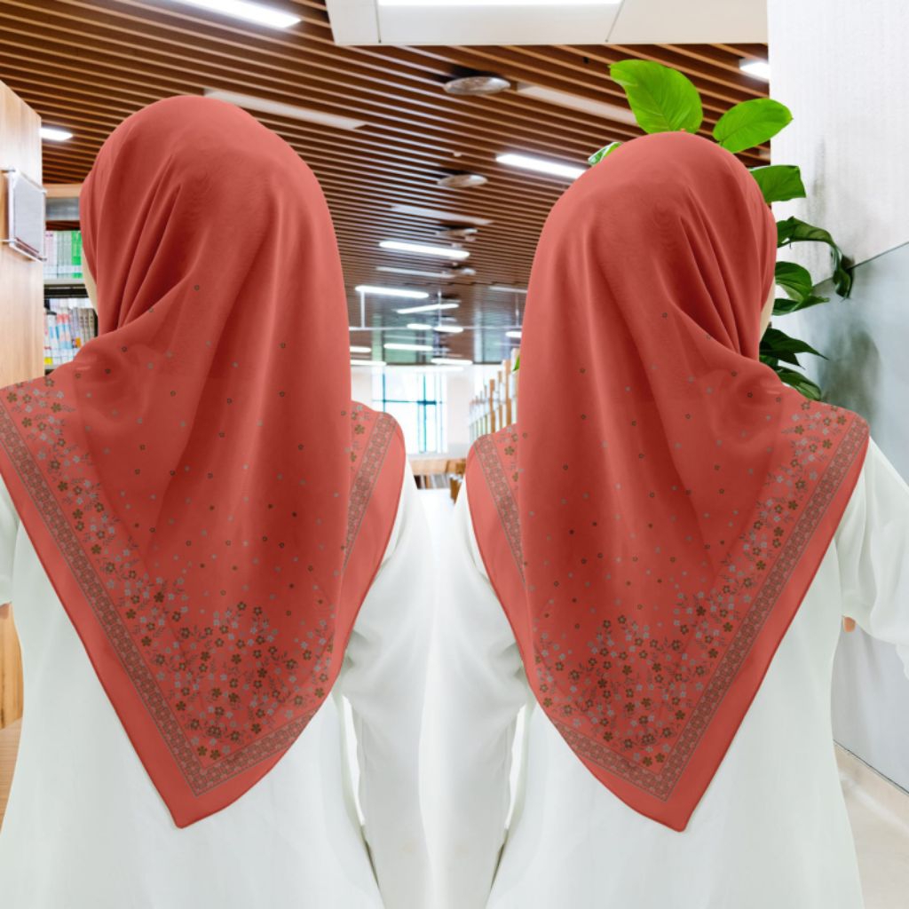 hijab segi empat motif terbaru zm salmon voal premium