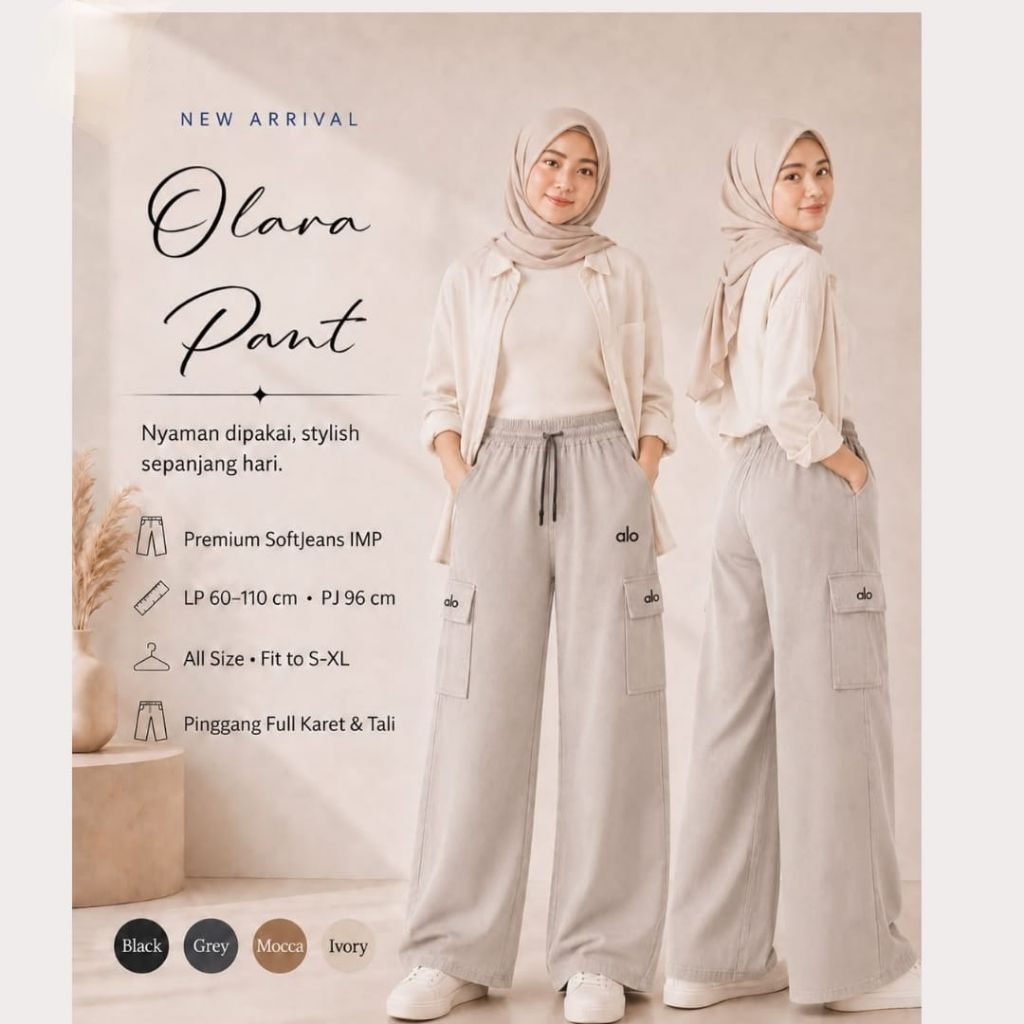 Kyoon _ Celana Alo Olara Pant Celana Panjang Wanita Premium SoftJeans Cargo