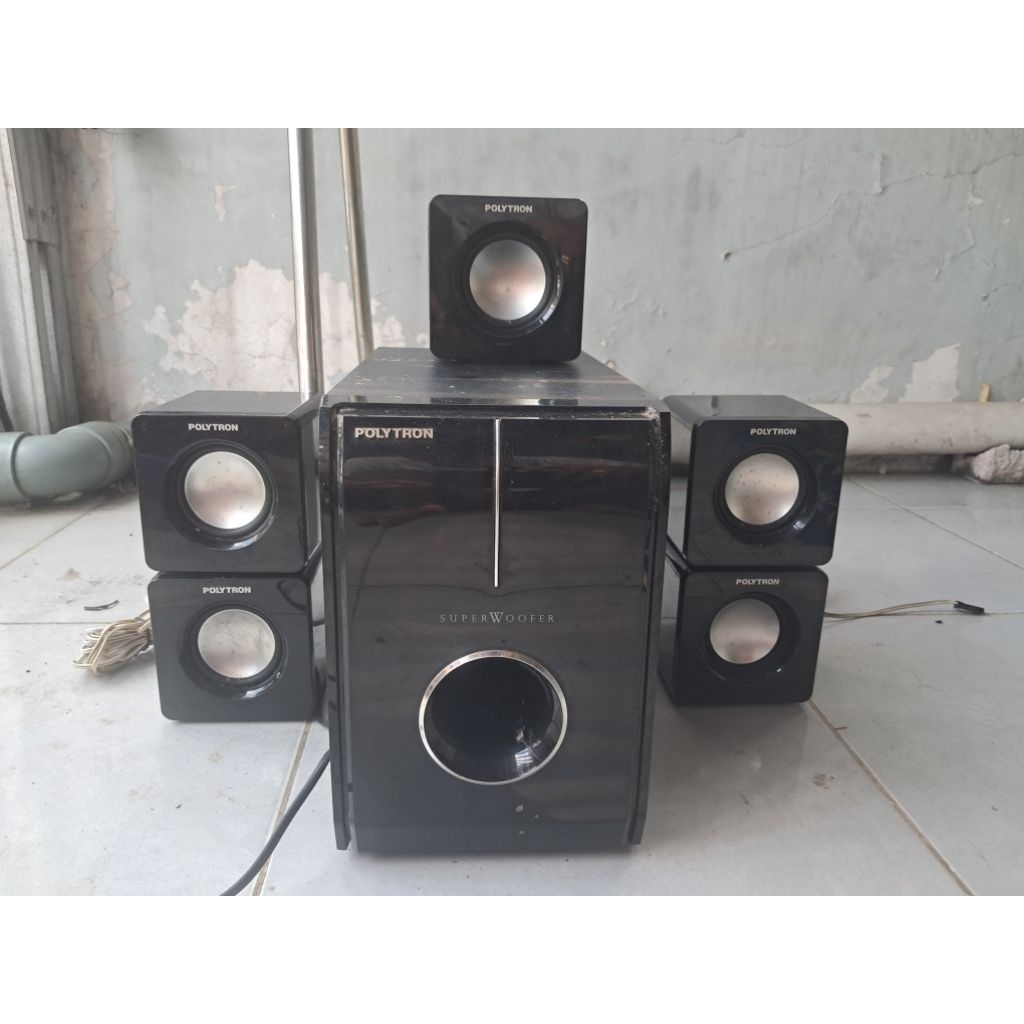 SUB WOOFER POLYTRON, SATELIT, KABEL SOKET, DVD