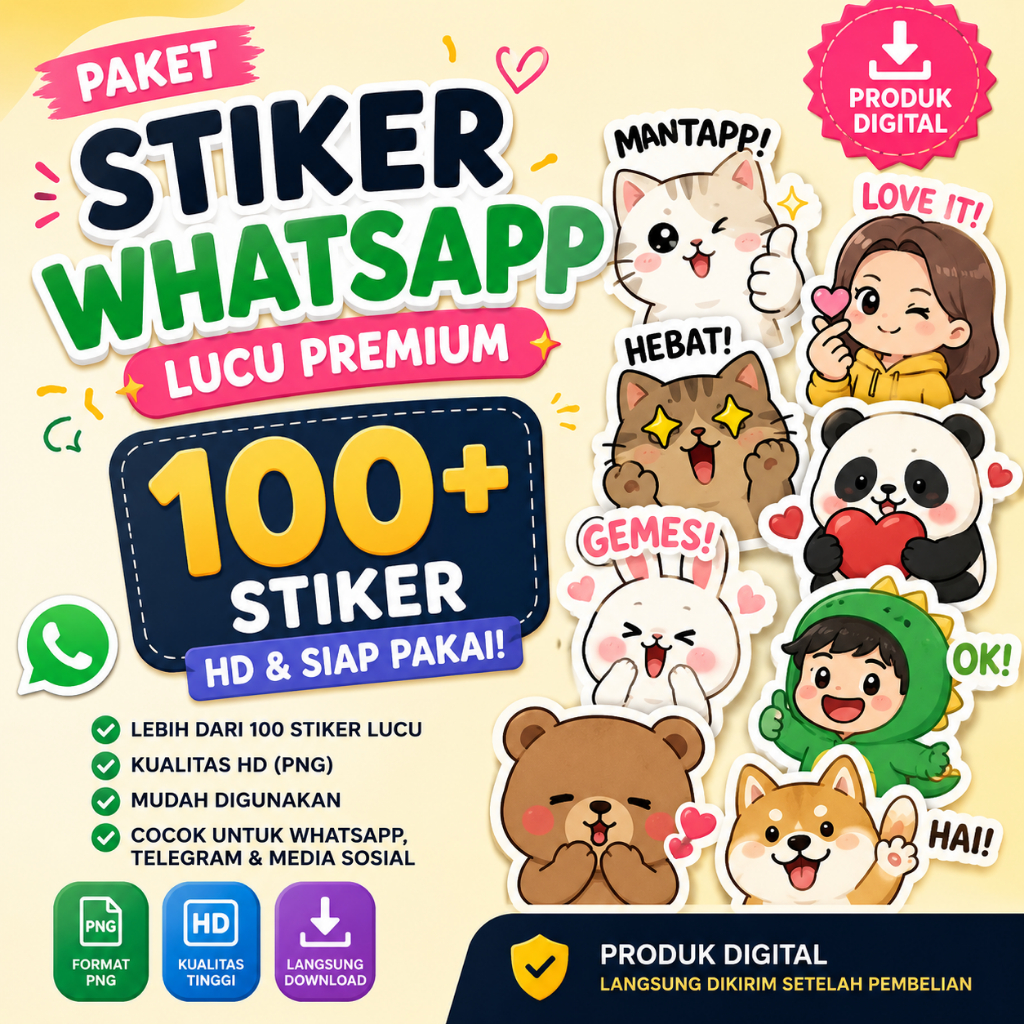Paket Stiker WhatsApp Lucu Premium 100+ HD PNG