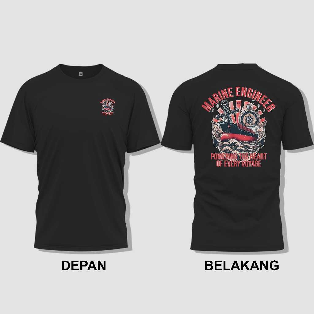 Kaos Teknik Mesin Kapal Lengan Pendek | Marine Engineer - Powering The Heart Of Every Voyage
