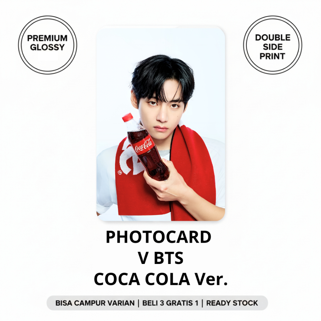 Jo's Market Photocard V BTS Kim Taehyung Coca Cola Ver Glossy 2 Sisi Art Carton Tebal Beli 3 Gratis 
