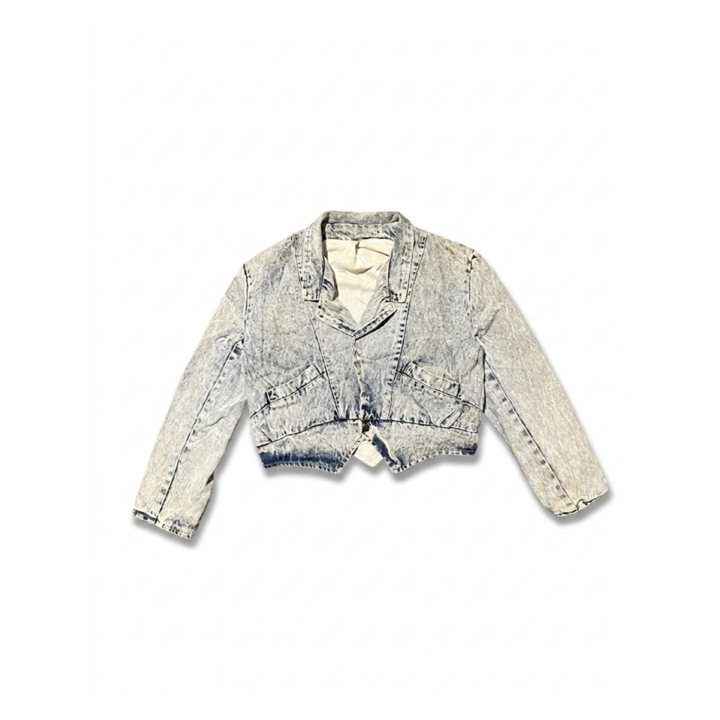 Vintage Trucker Jacket Women Boxy Fit - Jaket Denim Wanita Crop Boxy