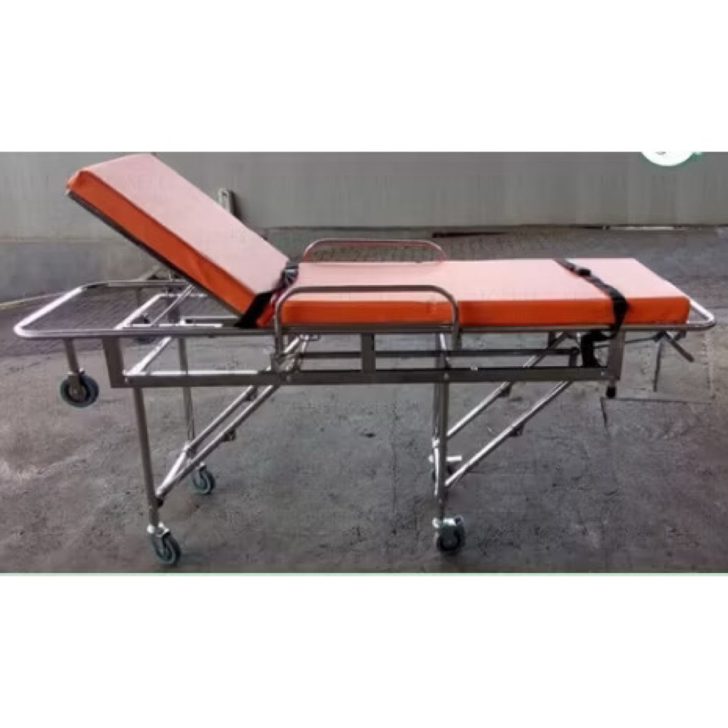 Brangkar Besi PC Standar Kumplit Sederhana Tandu UGD Dorong Pasien Stainles | Brancard Emergency abs