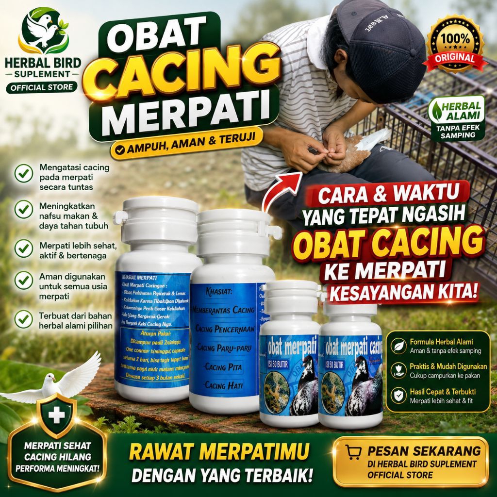100% ORIGINAL OBAT CACING MERPATI ISI 100 PIL CACINGAN paling ampuh dalam waktu singkat jamu merpati