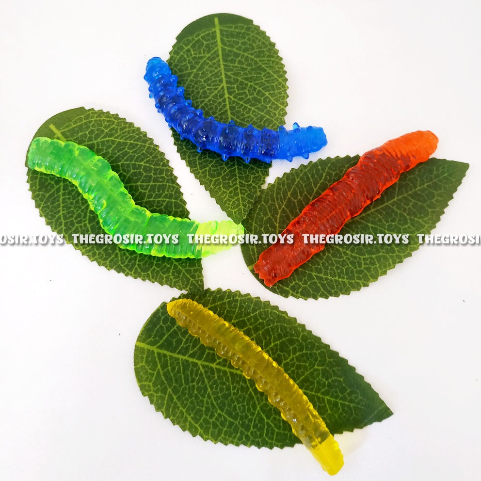 TGT Stiki Ulat Daun Warna RANDOM Mainan Prank Sticky Jelly Ulat Daun
