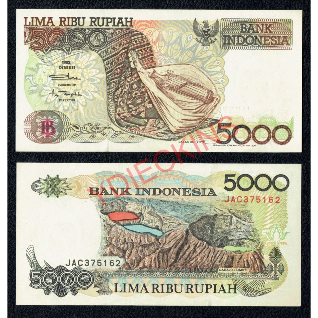 Koleksi Uang Kuno Indonesia 5000 Rupiah Sasando Rote tahun 1992/2001