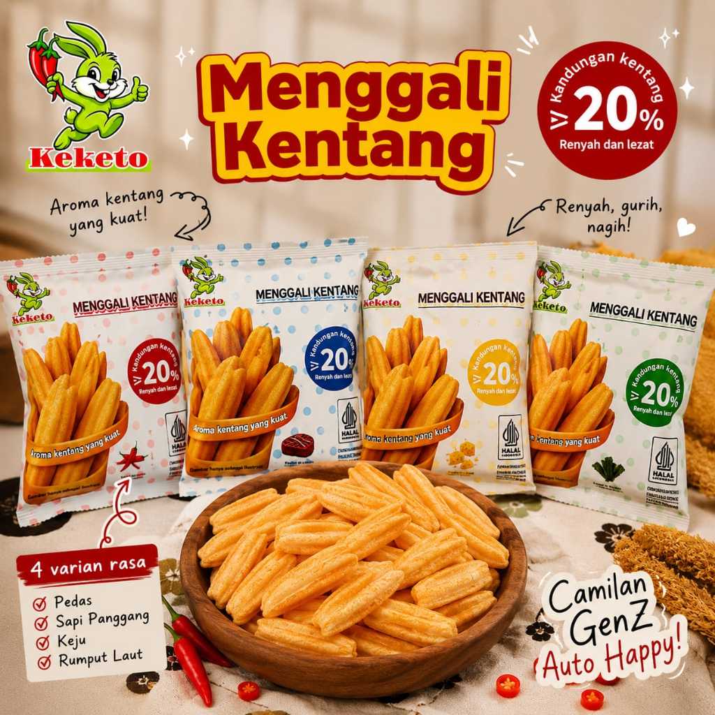 Mantab_Jaya [Gssnack] 1 Dus Isi 6 Renceng Keketo Ciki Kentang Snack Ciki Menggali Kentang