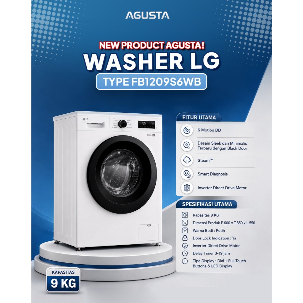 WASHER LG 9KG INVERTER