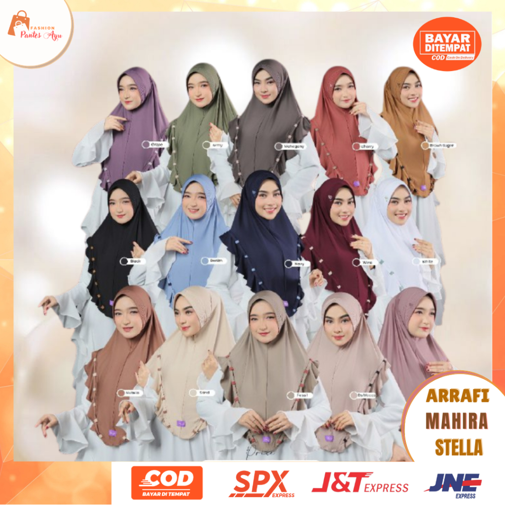 Arrafi Hijab kerudung jilbab bergo instan Medium Arrafi Mahira terbaru 2026 tudung khimar krudung ar