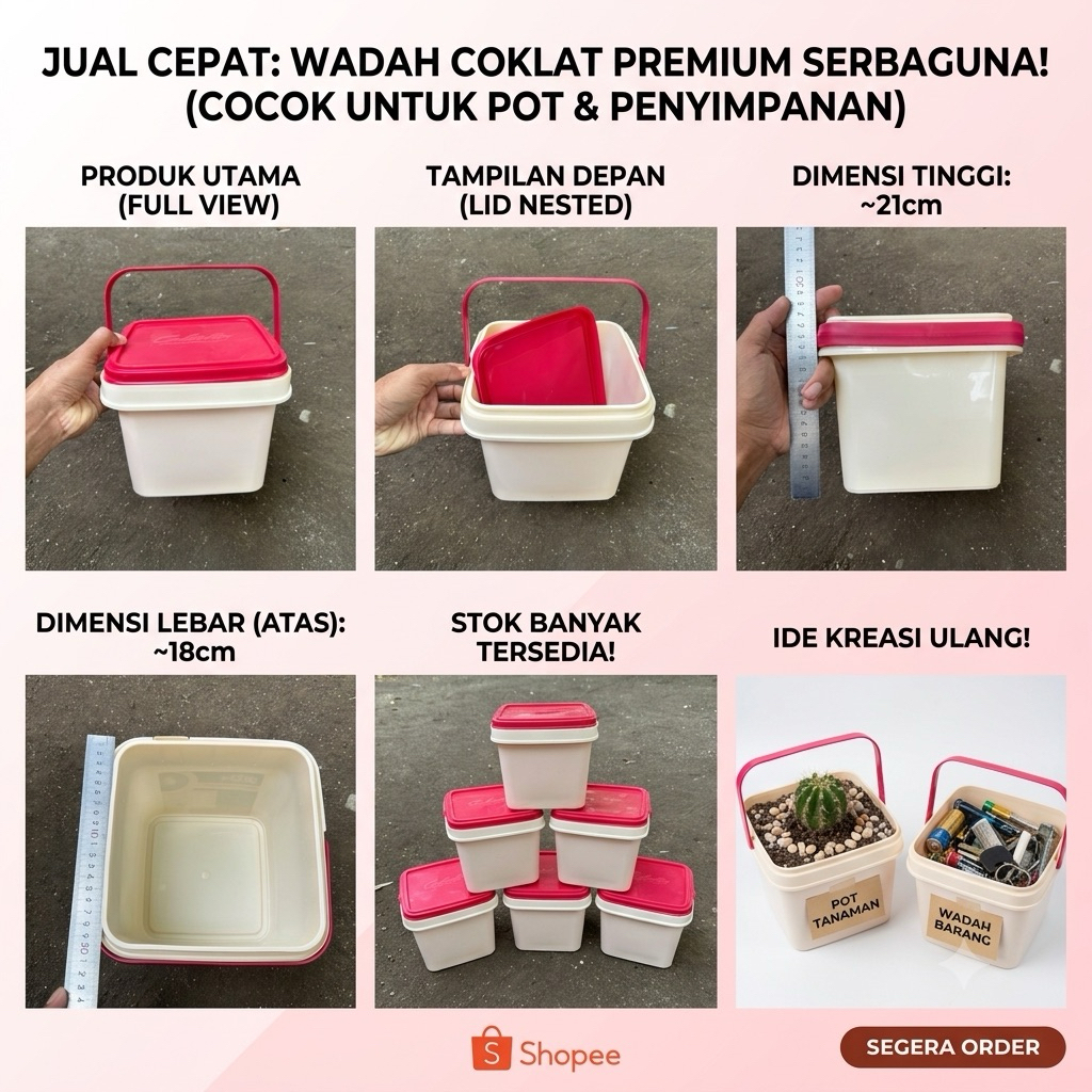 Ember Plastik Bekas Kotak 5kg - Tahan Lama, Kapasitas Besar, Cocok untuk Berbagai Kebutuhan