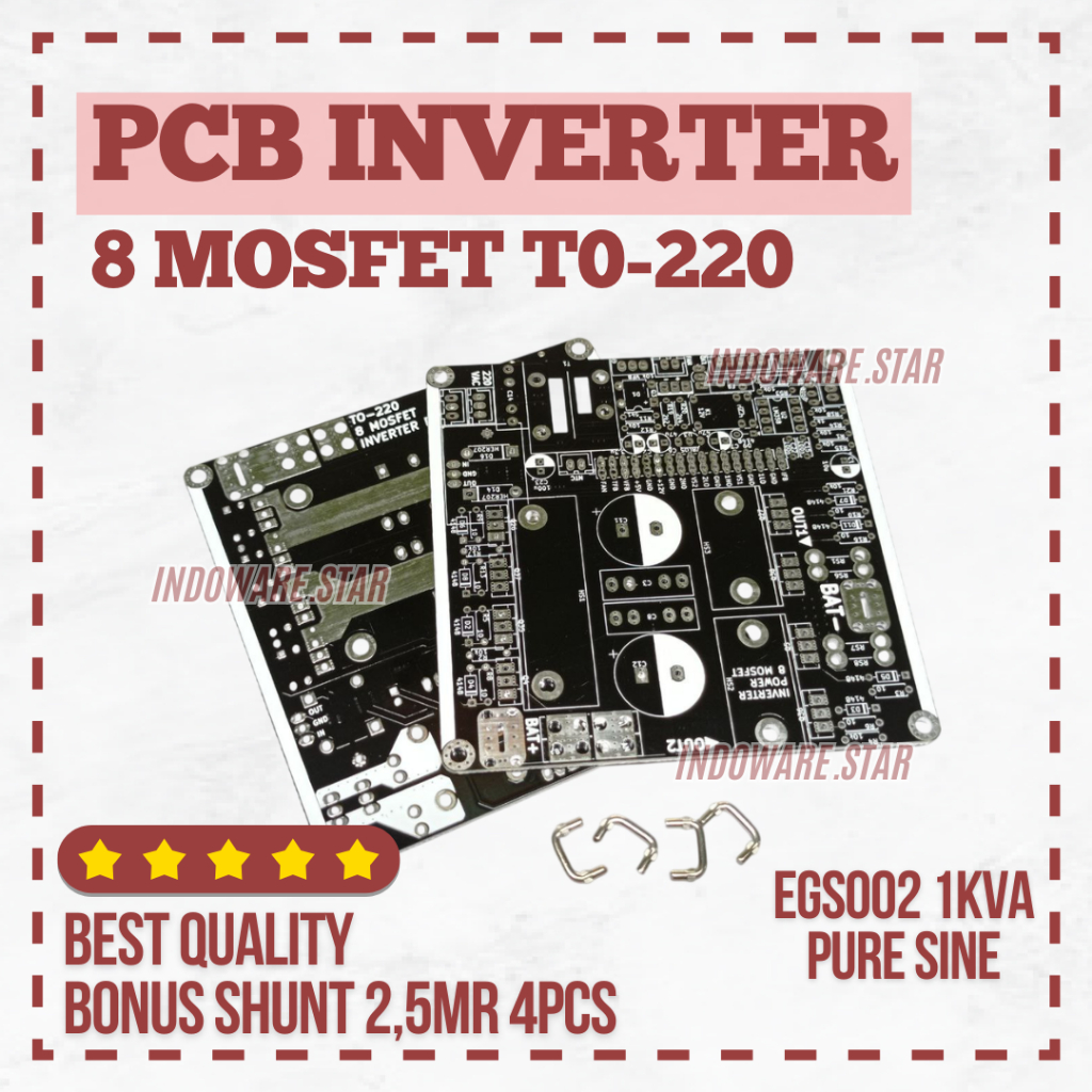 PCB Inverter 8 Mosfet to 220 Mosfet Kecil PSW Pure Sine Wave 1000W 1KVA EGS002 LF Bonus Shunt 1000 W