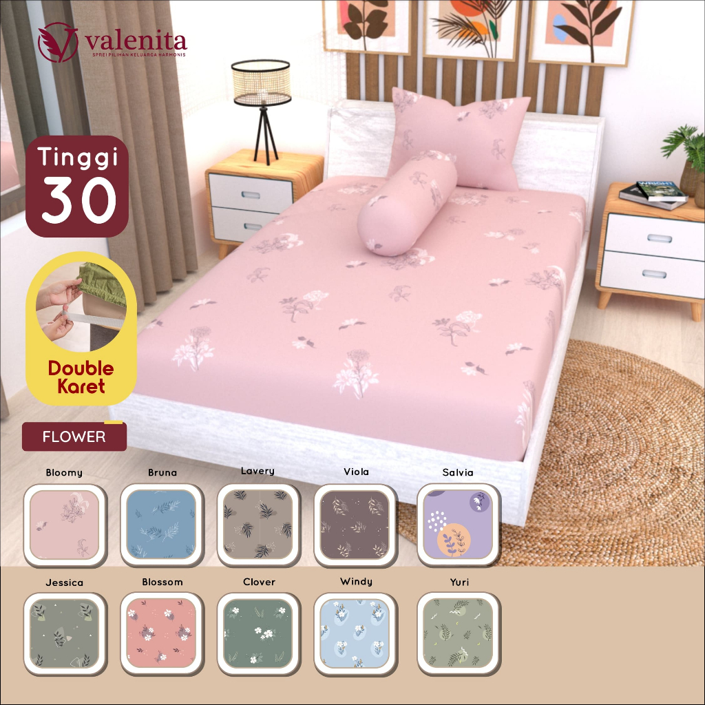 90x200x30 B1 Sprei set Single - Valenita Koleksi T30 Motif