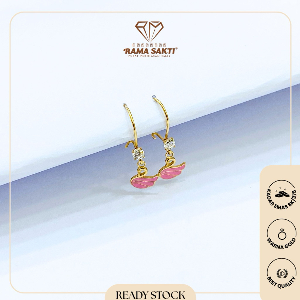 Anting Anak Gold Model Angsa Warna Pink 8K