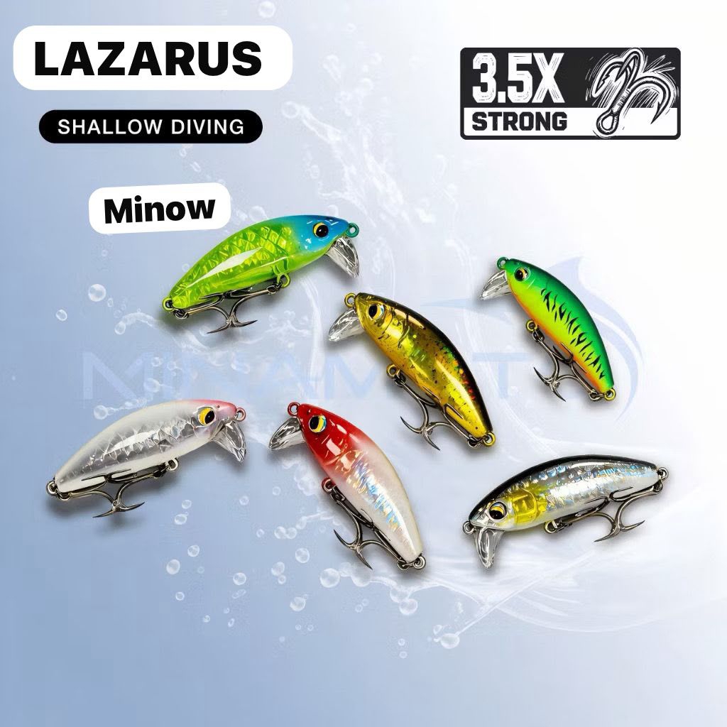 MINNOW LAZARUS DESIGN LIP CEKUNG RATTLE INTERNAL - ANTI NYANGKUT SHALLOW DIVING