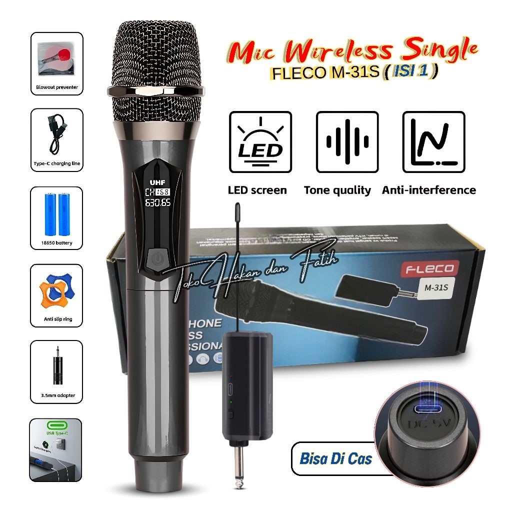 Mic Warles Fleco F-M16 WIRELESS MICROPHONE DOUBEL MIC/ F-15 SINGLE MIC