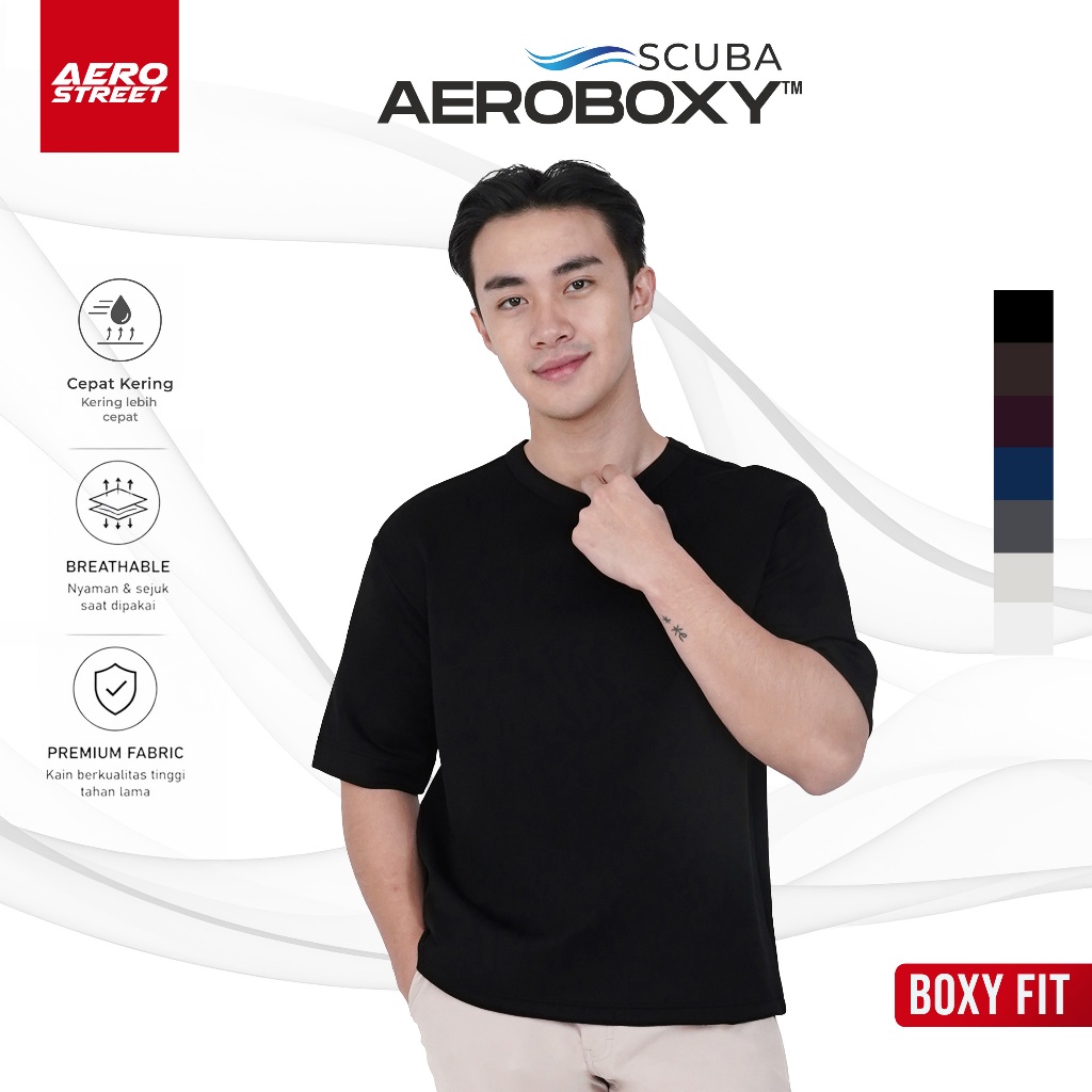 Aerostreet Zyro Kaos Pria Boxy Fit Black T-shirt Cowok Men Casual Basic Minimalis Tidak Mudah Kusut 