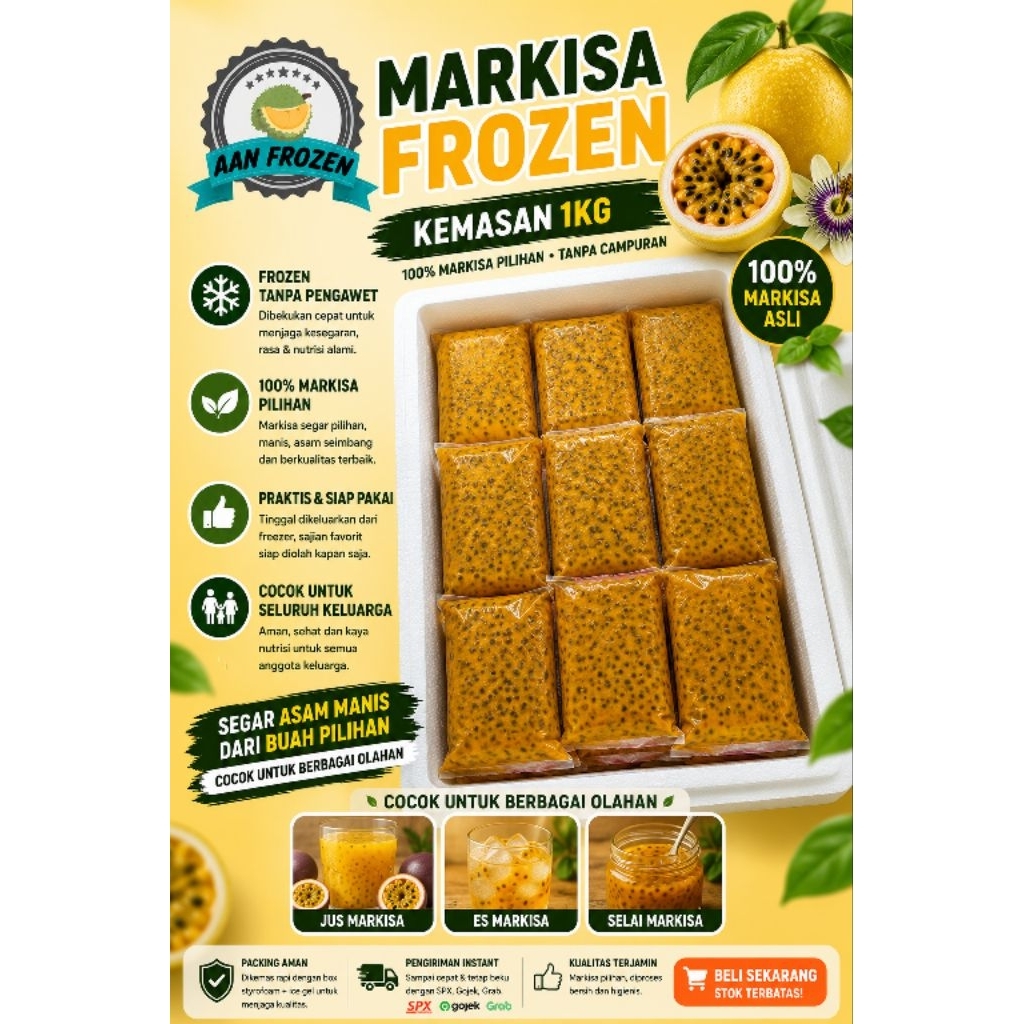 Markisa Frozen 1kg / Buah Markisa Segar