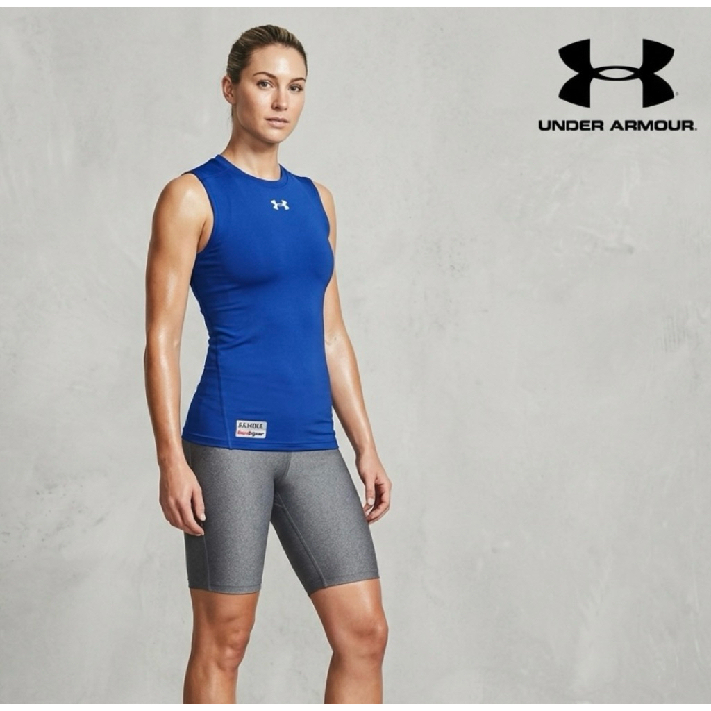 Kaos Baselayer Olahraga UNDER ARMOUR  BLUE 80 Dry Original Second Preloved