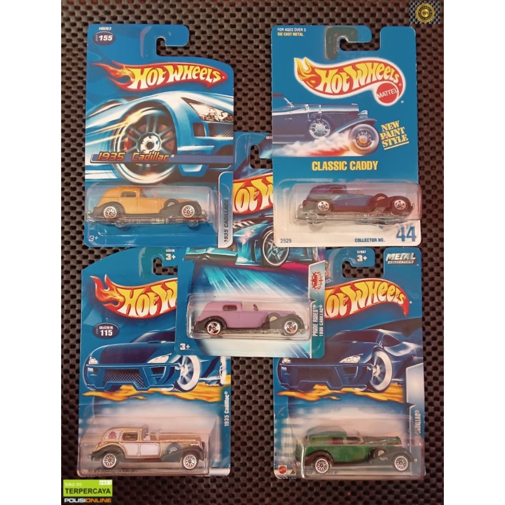 HOT WHEELS 1935 CADILLAC (SET 5 pcs, 1990, 2001, 2003, 2004, 2005.)