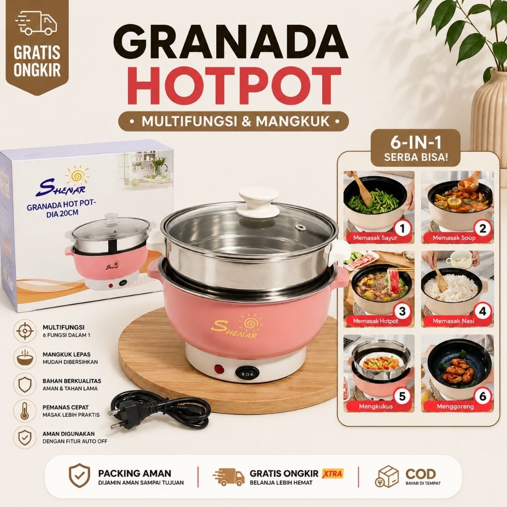 A - panci listrik piknik panci steamer panci elektrik GRANADA HOTPOT SUNDAY HOTPOT
