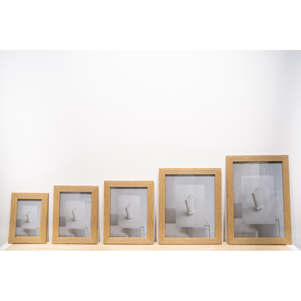 bingkai frame kayu + cetak foto 4R - 10R bingkai kayu natural oak