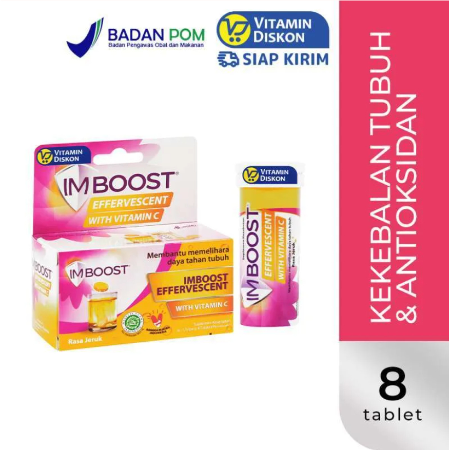 IMBOOST EFFERVESCENT ORANGE TUBE - ISI 8 TABLET |  Suplemen Kekebalan Tubuh Dan Antioksidan