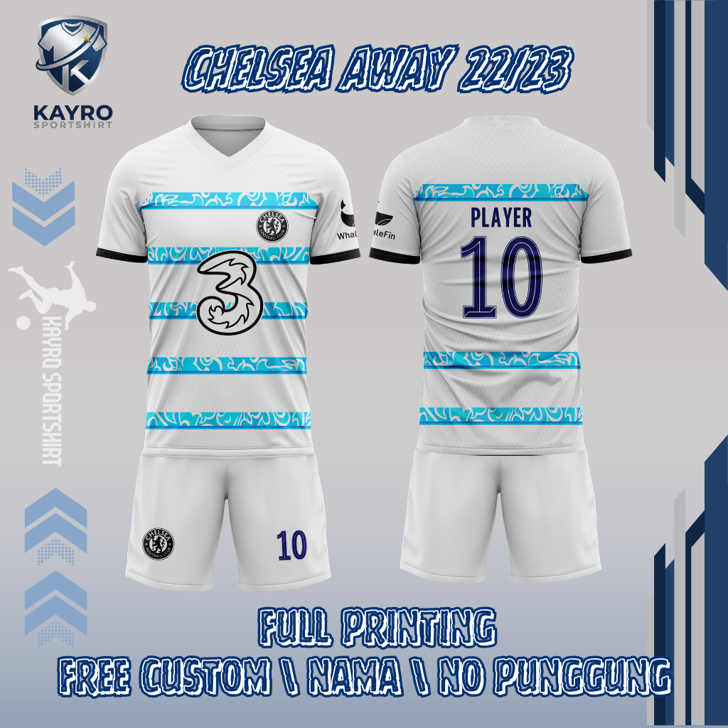 JERSEY Custom Chelsea Away 2023 2024 Liga UEFA Dryfit Jersey Full Printing Satuan