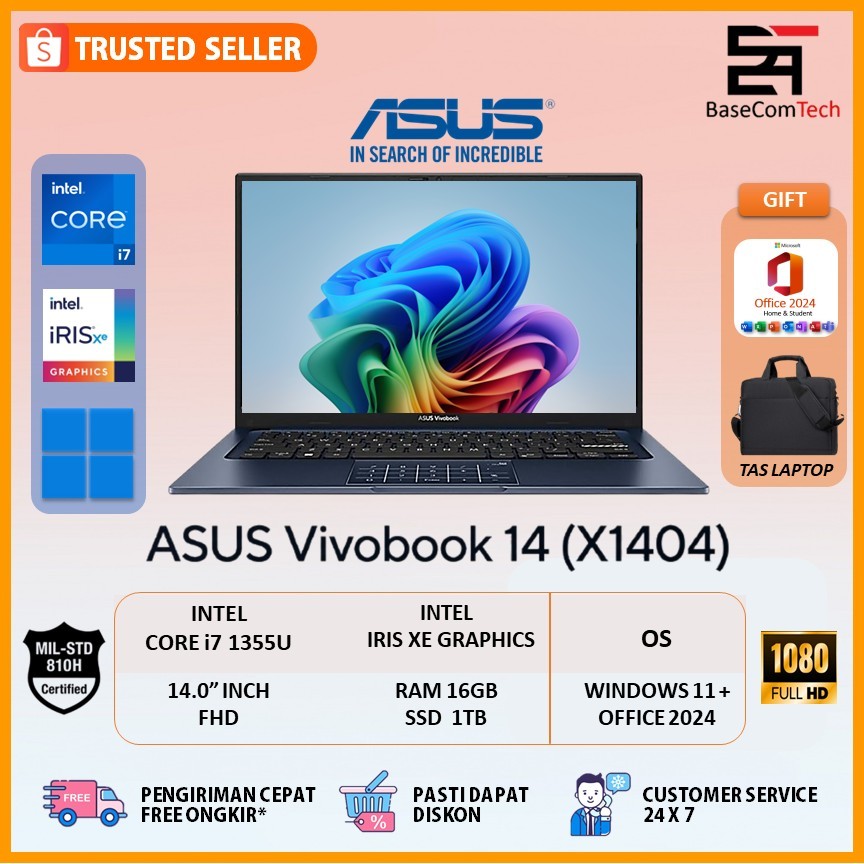 ASUS Vivobook 14 i3 i5 i7 Gen 13 24GB/1TB 14.0 inchi FHD Windows 11 | X1404VA
