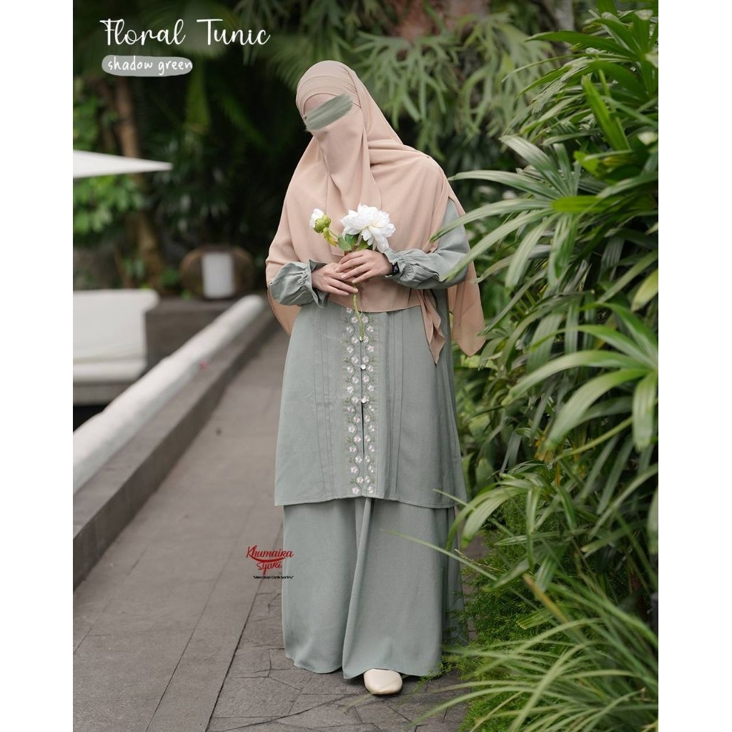 TUNIK ROK SYAR'I FLORAL BY KHUMAIRA SYAR'I | TUNIK ROK SYAR'I | TUNIK ROK LINEN | TUNIK ROK BORDIR