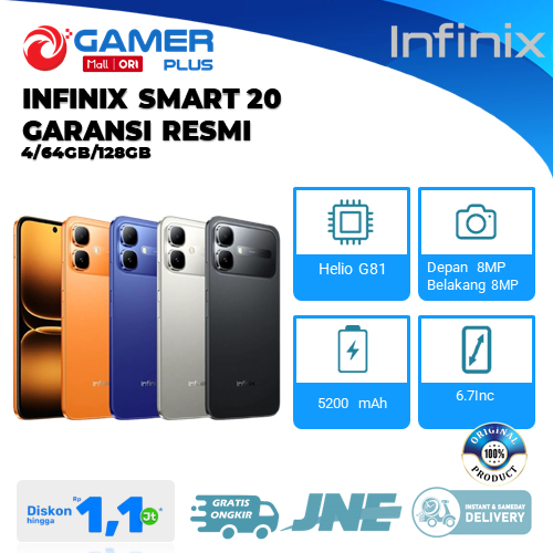 Infinix Smart 20 4GB/64GB I 4GB/128GB Garansi Resmi Infinix Indonesia