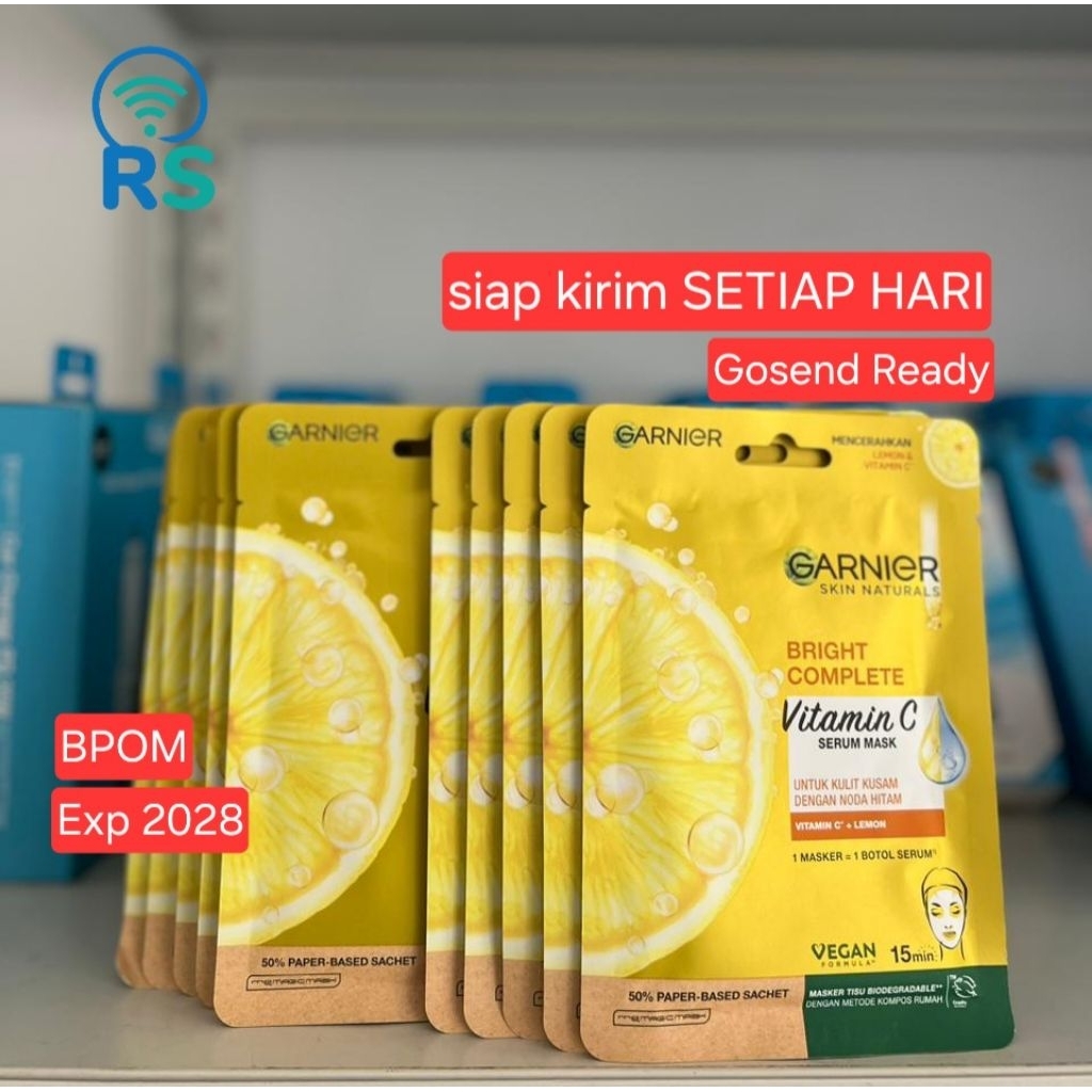 PAKET 5 / 10 pcs Garnier Vitamin C Bright Complete Sheet Mask Masker Lemon Wajah Mencerahkan Glowing