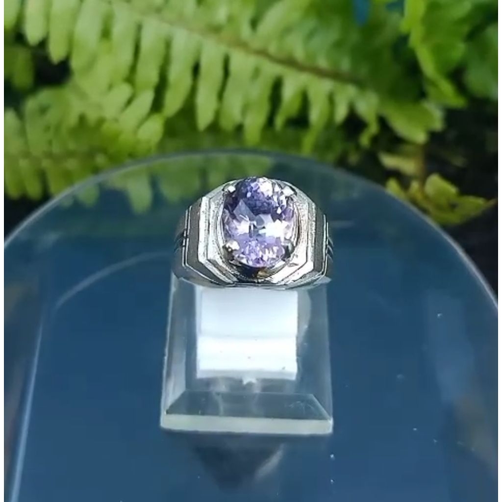 cincin pria batu kecubung ungu muda Kalimantan