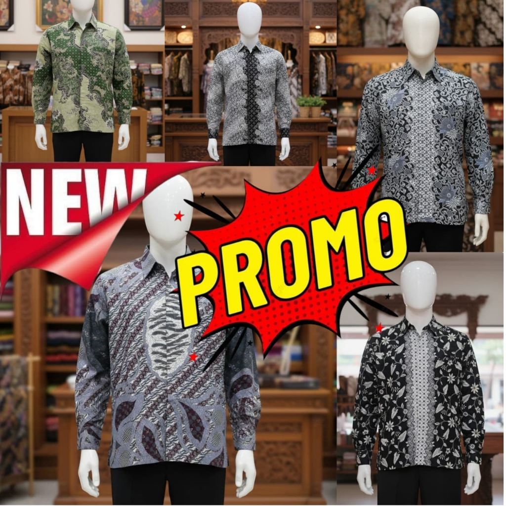 Kemeja Batik Pria Dewasa Lengan Panjang Baju Batik Cowok Terbaru Ready Ukuran M L XL XXL