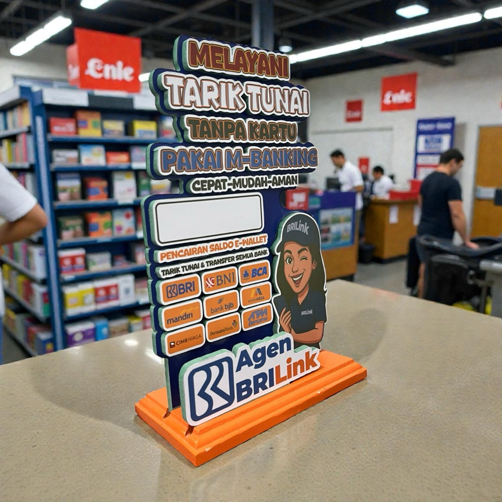 Agen BRILink huruf timbul tebal 6mm