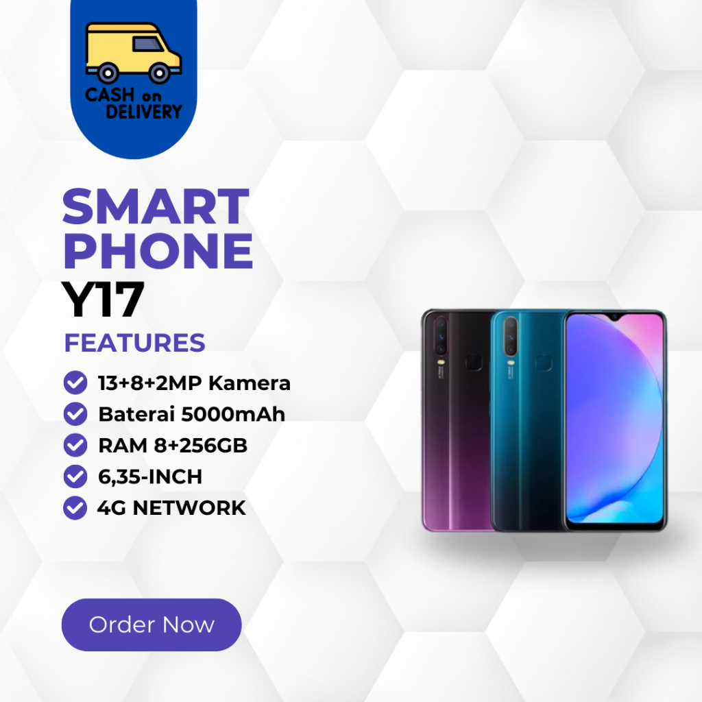 HP SMARTPHONE VIVO Y17 RAM 8GB 256GB Triple Kamera 5000mAh GARANSI 12 BULAN