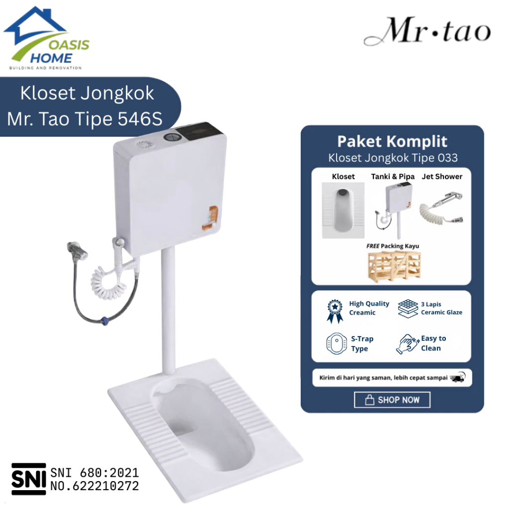 OASIS HOME - Mr Tao Closet Jongkok 546S SNI - Free Packing Kayu | Kloset Jongkok Bercorong Keramik W