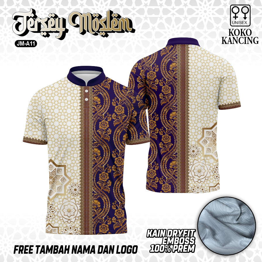 Baju koko muslim kaos jersey islami kerah kancing terbaru 2026 kain EMBOS