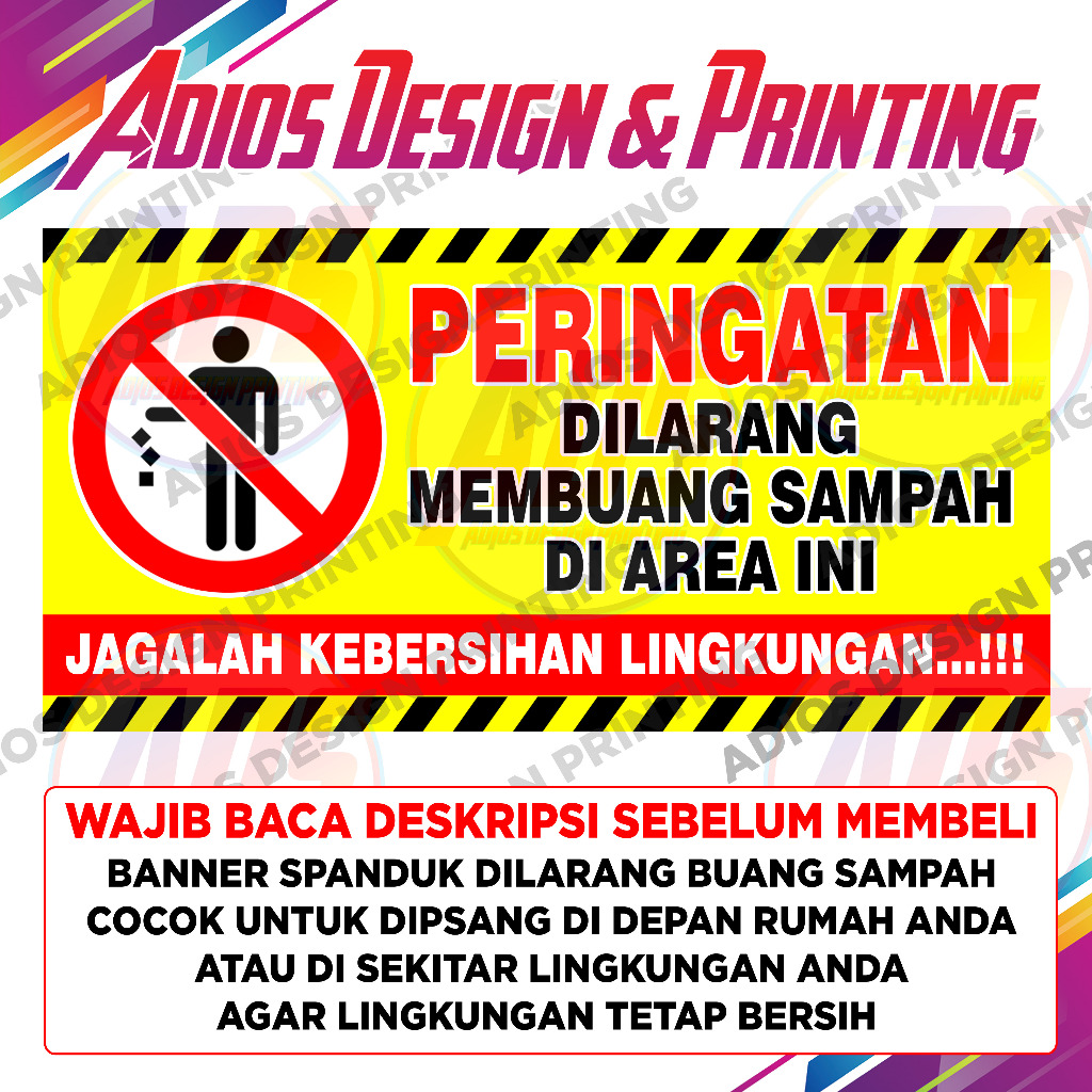 Spanduk Peringatan Dilarang Membuang Sampah - Banner Dilarang Membuang Sampah