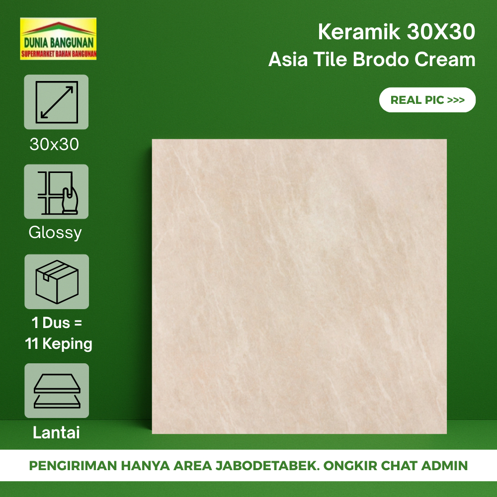 Keramik 30x30 Lantai Asia Tile Brodo Cream Keramik Lantai Glossy Marmer Cream