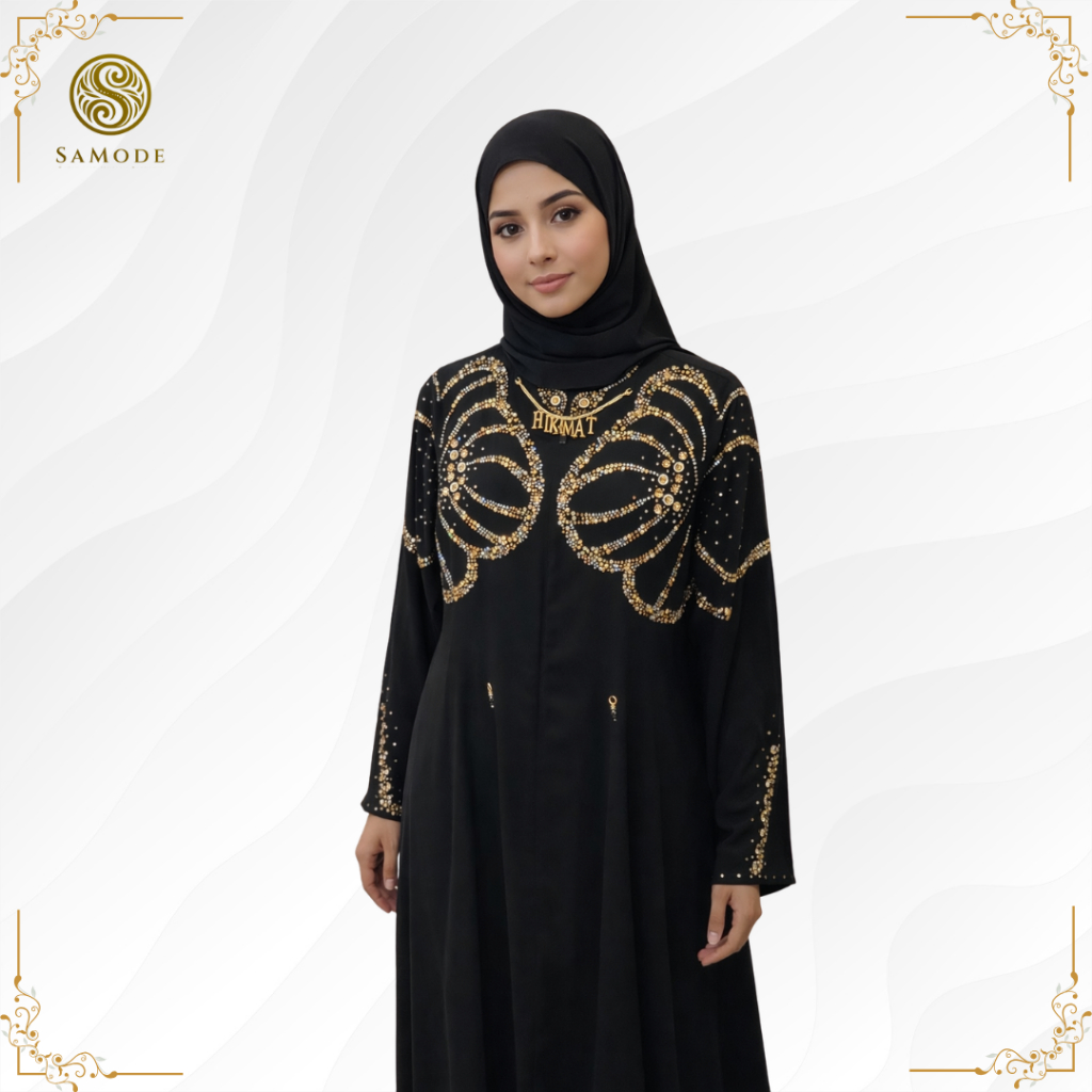 Abaya Hikmat Premium Exclusive A6265 || Abaya Lebaran, Gamis Hikmat
